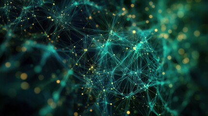 Poster - Abstract representation of interconnected networks with glowing nodes.