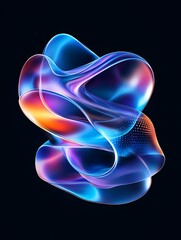 Poster - abstract 3d shape with vibrant colors and fluid forms on a dark background. a minimalist poster in m