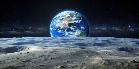 panoramic view of planet earth suspended in space