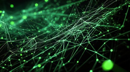 Poster - Abstract digital representation of interconnected lines and nodes in green hues.