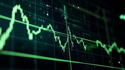 Poster - Green Stock Market Chart on Computer Screen