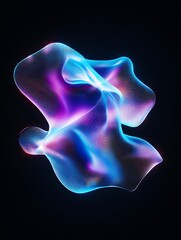 Poster - abstract colorful fluid shape with glowing waves on a dark background. a minimalist poster in metall