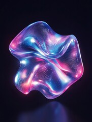 Poster - abstract colorful light wave design, glowing against a dark background. a minimalist poster in metal