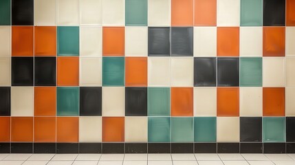 Contemporary Checkered Tile Wall, a modern interior feature showcasing a striking alternating color pattern, enhancing the aesthetic of any space with its sleek design