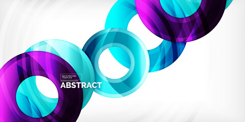 Aufkleber - Bright colorful circles with light effects. Abstract background