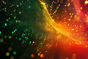 Poster - A vibrant display of flowing colors and lights creating a mesmerizing wave pattern in a digital abstract art piece. Generative AI