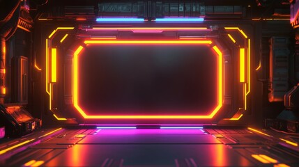 Aufkleber - A futuristic scene featuring neon lights and a dark background, perfect for digital presentations or technology-themed visuals.