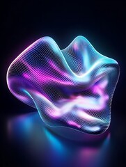 Poster - abstract digital design with vibrant colors in a fluid shape on a dark background, showcasing modern