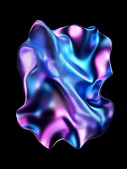 Poster - abstract digital wave forms in vibrant blue and pink colors against a black background. a minimalist
