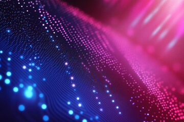 Poster - A stunning blend of vibrant blue and pink lights creates an abstract visual of digital waves flowing smoothly across the surface. Generative AI