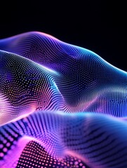 Poster - abstract digital wave patterns in vibrant colors on a black background, creating a visually striking