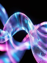 Poster - abstract digital wave patterns in vibrant colors showcasing movement and energy on a dark background