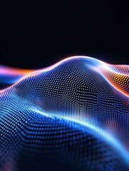 Poster - abstract digital wave with vibrant colors and dots on a dark background. a minimalist poster in meta
