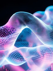 Poster - abstract digital wave with vibrant colors and a futuristic design on a dark background. a minimalist