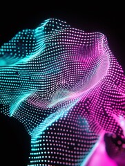 Poster - abstract digital wave with vibrant colors, creating a flowing pattern against a dark background. a m