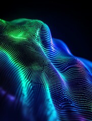 Poster - abstract digital wave with vibrant colors, creating a mesmerizing visual effect on a dark background