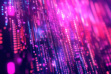 Poster - Exploration of vibrant neon lights illuminating a digital landscape in mesmerizing patterns during a late-night urban trek. Generative AI