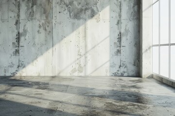 Minimalist Industrial Office Interior with Concrete Wall