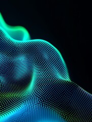Poster - abstract glowing lines creating dynamic waves on a dark background. a minimalist poster in metallic 