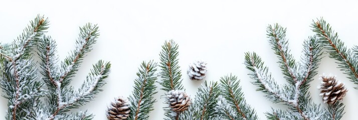 A white background with a row of pine trees and pine cones