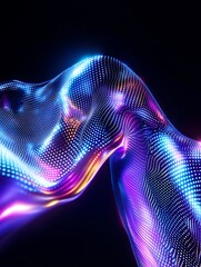 Aufkleber - Abstract light waves flowing in vibrant colors against a dark background. A minimalist poster in metallic and chrome gradient style.