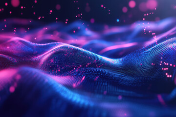 Poster - Captivating undulating waves of vibrant purple and blue light sparkling in a cosmic atmosphere, creating an ethereal experience. Generative AI