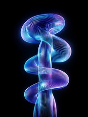 Poster - Abstract swirling patterns created with vibrant neon colors against a dark background. A minimalist poster in metallic and chrome gradient style.