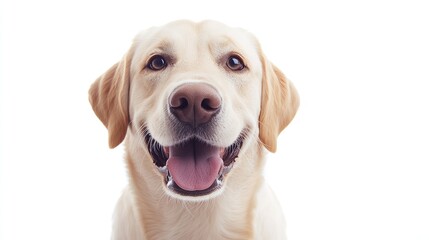 Poster - Portrait of a Blond Labrador Retriever Dog Looking - White Background

