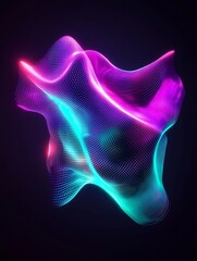 Poster - abstract wave form with vibrant purple and blue colors on a dark background. a minimalist poster in 