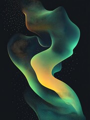 Poster - abstract wave forms with vibrant colors and flowing patterns on a dark background, perfect for moder