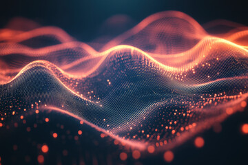 Poster - Dynamic waves of vibrant light and color ripple through a digital landscape, creating a mesmerizing experience. Generative AI