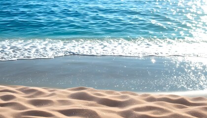 Wall Mural - Serene aerial perspective of vibrant blue sea meeting golden sandy beach