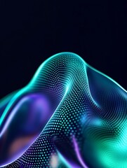 Poster - abstract wave pattern with vibrant colors on a dark background, showcasing modern digital art and de