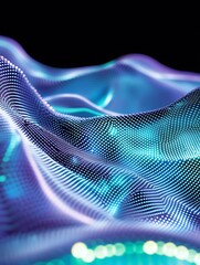 Poster - abstract wave patterns in vibrant colors with a digital feel, representing modern technology and des