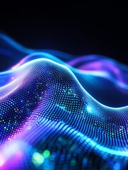Poster - abstract waves of colorful light create a mesmerizing digital background, perfect for technology and