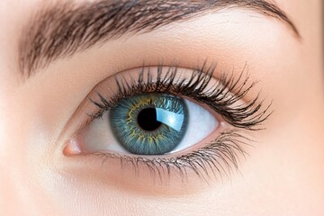 Macro Studio Expression Shot Of Woman's Eye With Close Up On Eyelashes And Pupil .generative ai