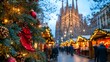 © Avr Di - Spectacular Christmas market with festive lights and colorful stalls in front of the Sagrada Familia in Barcelona