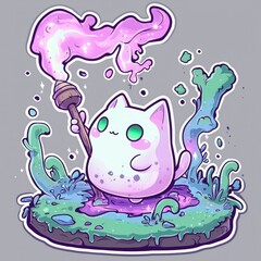 Sticker - Magical Cat Painting With Cosmic Energy