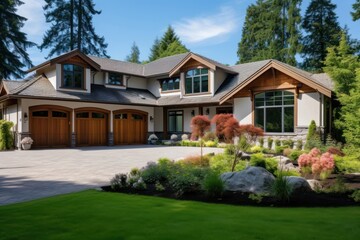 Wall Mural - Luxury house exterior garage architecture building.