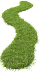 curved patch of green grass over a white isolated background.