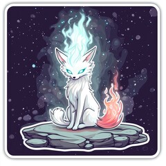 Canvas Print - Mystical White Fox with Flaming Tail