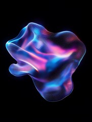 Poster - colorful abstract shape with glowing lines and textures on a black background. a minimalist poster i