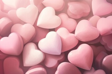 Wall Mural - Heart pattern petal pink confectionery.