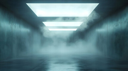 Wall Mural - 3D Render Foggy Abstract Tunnel Background