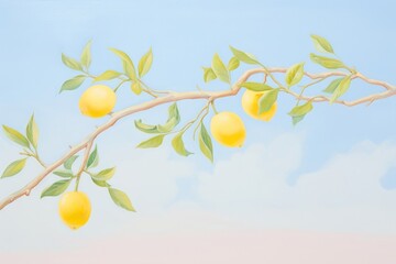 Poster - Lemon branch painting plant fruit.