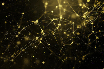 Poster - A golden dance of light and lines intertwines in a cosmic network of connections against a dark backdrop of endless possibilities. Generative AI
