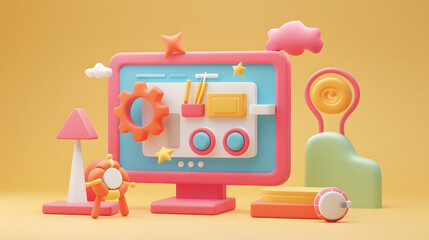 Wall Mural - Prototype Icon User Experience 3D