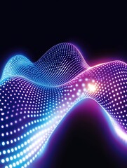 Poster - colorful digital wave with glowing dots, abstract background design for technology or data visualiza