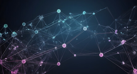 Poster - Abstract Network Connection: A mesmerizing digital abstract of interconnected nodes and lines, evoking a sense of global communication, network connectivity, and the flow of information.
