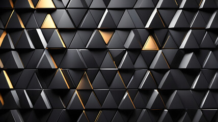 Poster - Black Gold Triangle Pattern: Abstract geometric background of black and gold triangles, creating a luxurious and modern design. Perfect for presentations, websites.